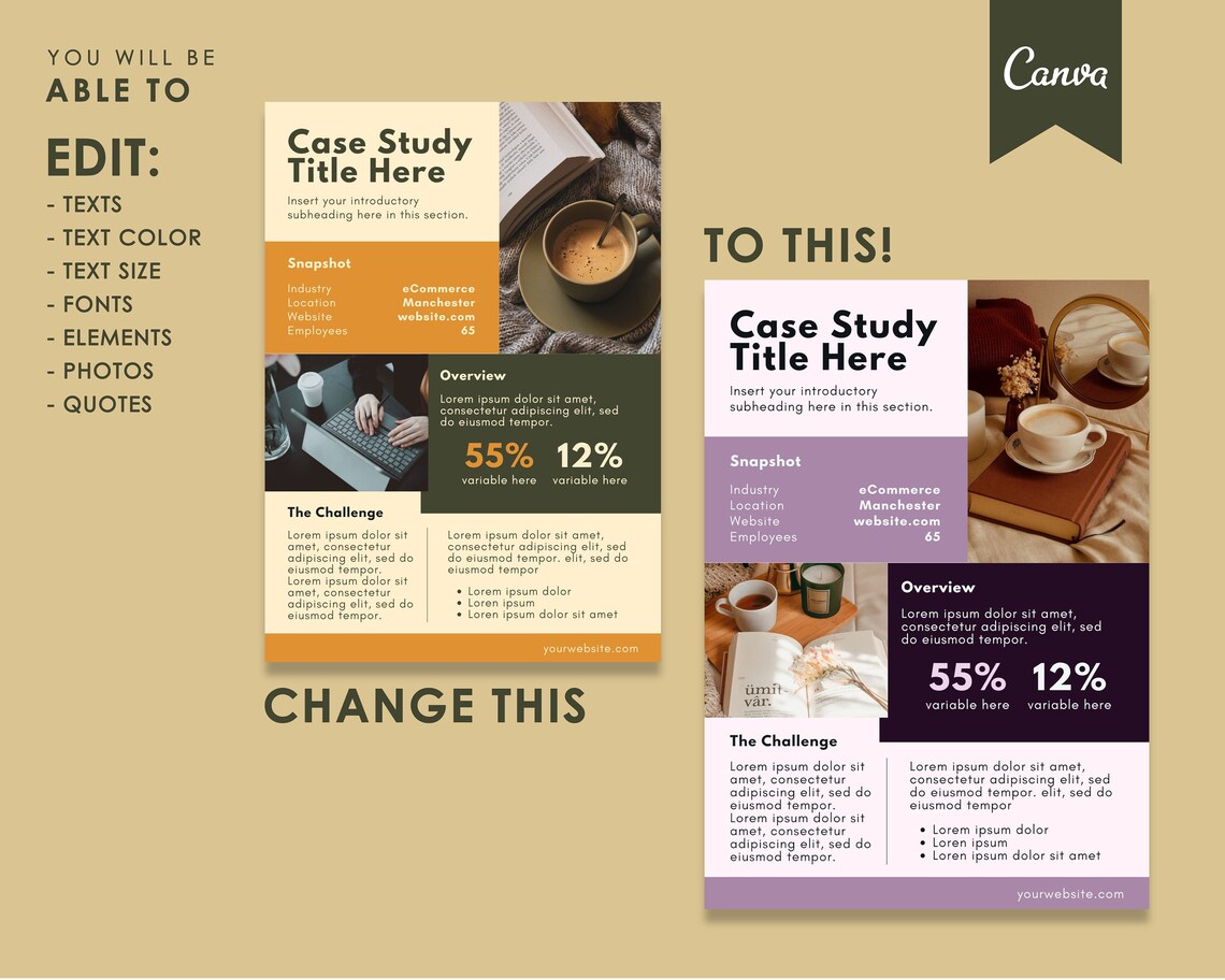 Case Study Template | Editable Case Study Flyer Template Canva ...