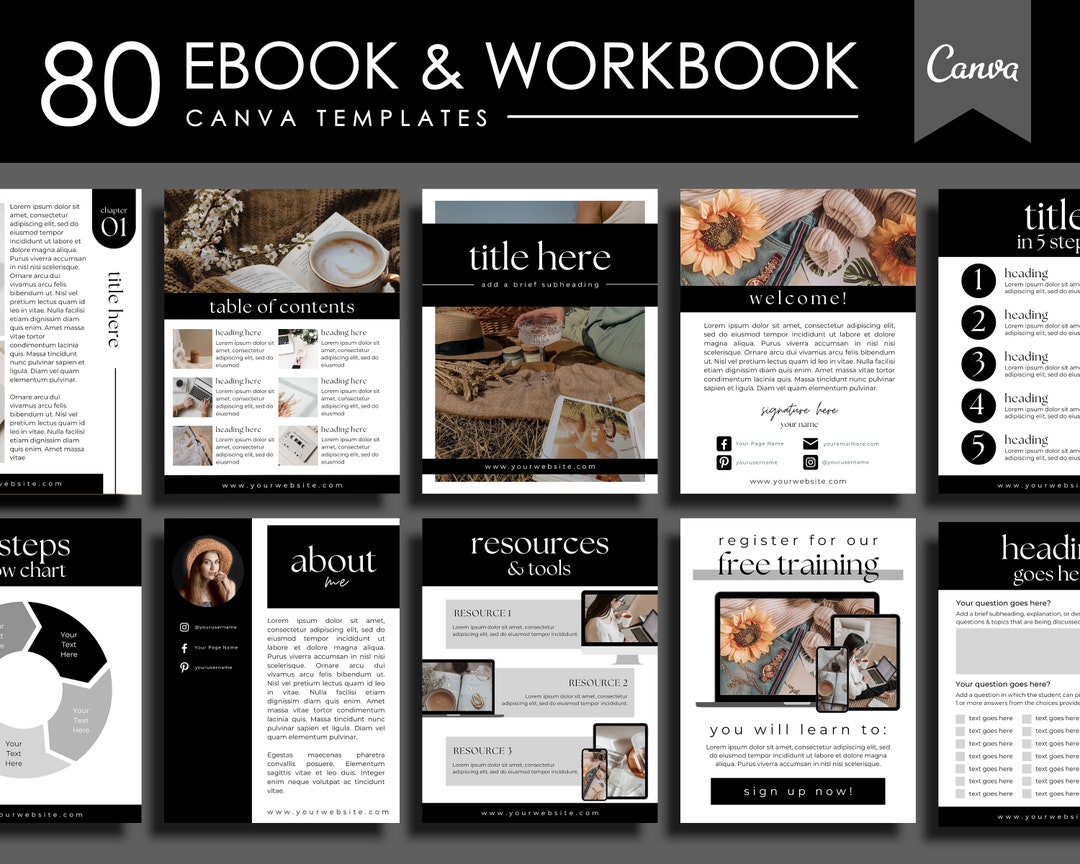 80 Workbook & Ebook Template Canva, Coaching Lead Magnet Worksheet ...