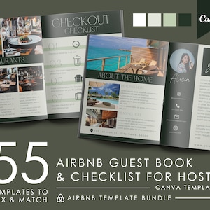Airbnb Welcome Book Template | Airbnb Host Canva Templates | Essential Item and Cleaning Checklists | Airbnb VRBO Guest Book Template