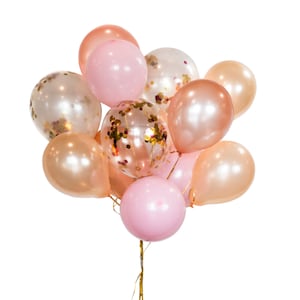 40/60 Pcs - Pink & Rose Gold Confetti Balloons Set | Rose Gold + Peach + Pink + Confetti Balloon + 50M Ribbon for Birthday Party Decoration
