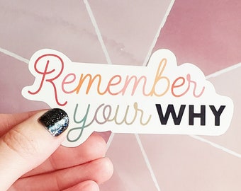 Remember Your Why, Motivational Quality Waterproof Vinyl Sticker, Great for Laptops, Inspiration, I Pads, Planner, Mental Health, Quote, Fun