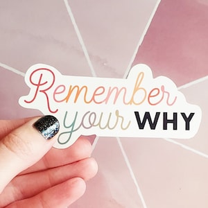 Remember Your Why, Motivational Quality Waterproof Vinyl Sticker, Great for Laptops, Inspiration, I Pads, Planner, Mental Health, Quote, Fun image 1
