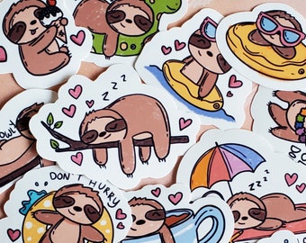 Happy Planner Sloth Sticker Pack, Bullet Journal Stickers, Laptop Stickers Removable, Planner Stickers, iPhone Stickers,