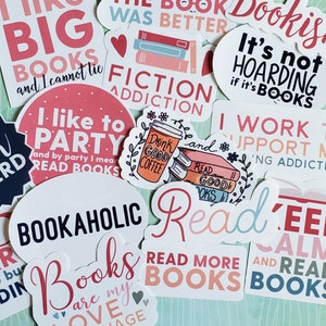HUGE Reading Sticker Pack, Book Nerd Sticker Pack, Cute Stickers for Water Bottle, Waterproof Stickers, Read Stickers