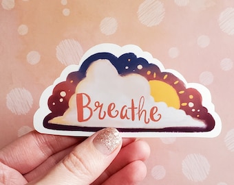 Breathe Sticker, Inspirational Quote Sticker, Mental Health Stickers, Cute Stickers for Laptop, Stickers for Laptop Removable