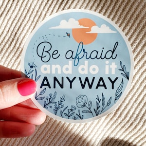 Inspirational Quote Sticker, Laptop Stickers Removable,Be Afraid and Do It Anyway, Macbook Sticker Removable