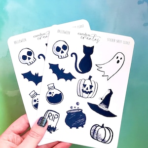 Halloween Sticker Sheets, Halloween Planner Stickers, Fall Stickers, Pumpkin Stickers, Spooky Stickers, Cute Halloween Stickers