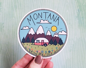 1 pegatina de Montana Happy Camper