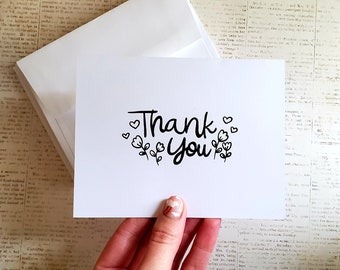 Set of 6 Thank You Cards, Floral Thank You Cards, Wedding Thank You Cards, Bridal Thank You Cards, Thank You Teacher, Thanks