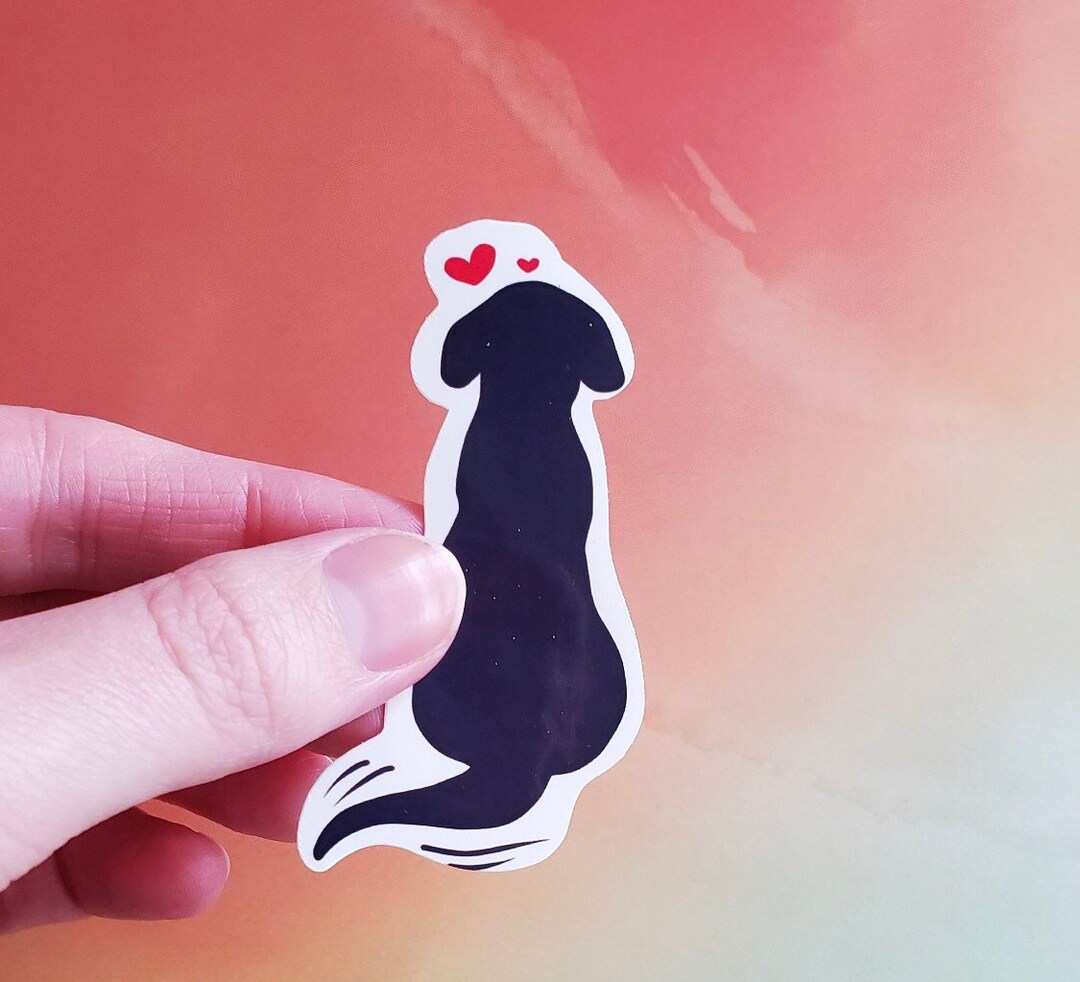 Red Lab Stickers Black Lab Sticker With Red Hearts, 2.5