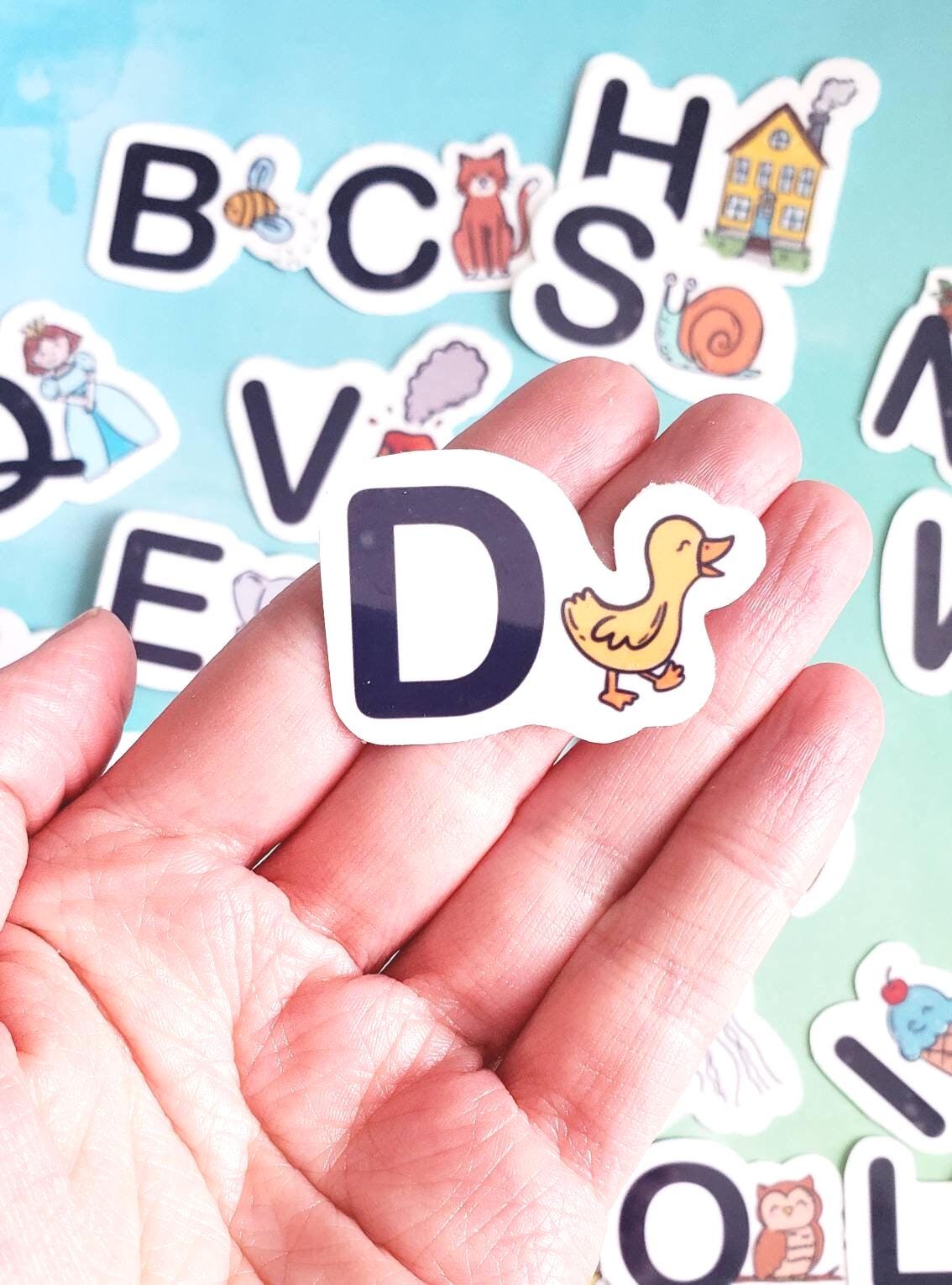 Alphabet Learning Stickers, Waterproof Glossy Vinyl, A-Z Labels - Etsy