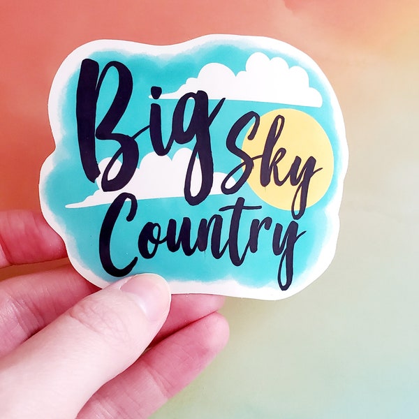 Big Sky Country, Montana Stickers, Adventure Stickers, MT Stickers, 406 Sticker, Mountain Sticker, Adventure, Guitar Sticker