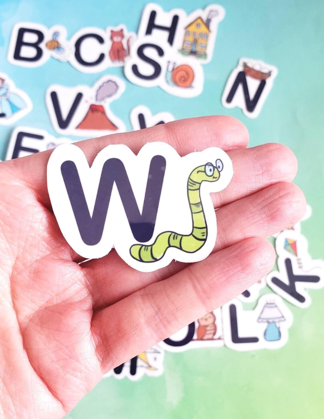 Alphabet Learning Stickers, Waterproof Glossy Vinyl, A-Z Labels - Etsy