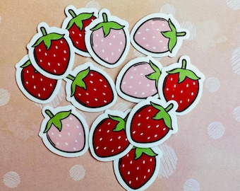 12 Strawberry Sticker Pack | Strawberry Stickers | Waterproof | Vinyl | Planner | Laptop