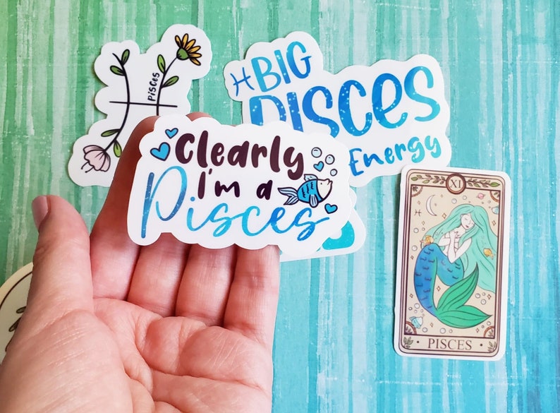 Pegatinas de Piscis, paquete de pegatinas de Piscis, pegatinas de astrología, pegatinas de signos, pegatinas de Piscis, pegatinas lindas, pegatinas para portátiles, pegatinas de diario imagen 3