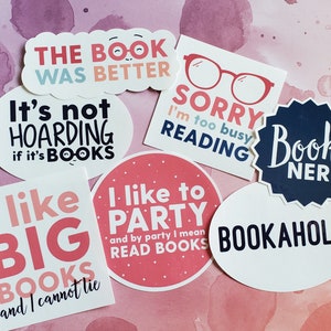 Reading Sticker Pack, Book Nerd Sticker Pack, Cute Stickers for Water Bottle, Waterproof Stickers, Read Stickers