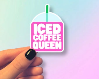 Iced Coffee Queen Waterproof | vinyl Laptop  | I Love Coffee Sticker
