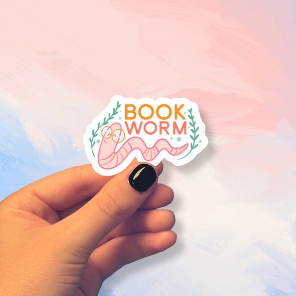 Book Worm Resistant Vinyl Sticker | Laptop Sticker | Bookworm | Book Club Sticker | Reading Sticker| Cute Sticker | Worm Sticker |
