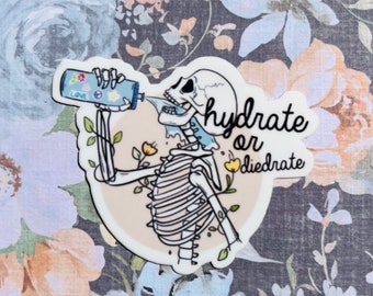 Hydrate or Diedrate  | Quality Waterproof Vinyl Sticker | Great for Laptops | Water Bottle | Journal | Fun | Meme | Planner | Gift | Art