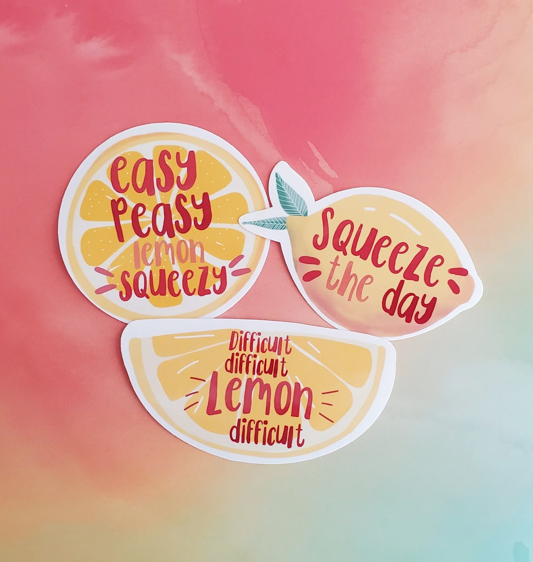 Lamon Sticker 3 Lemon Sticker Pack, Watercolor Vinyl Decals, Funny Food Stickers ...