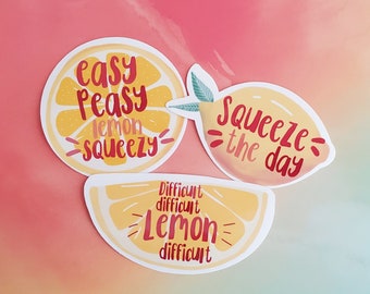 Lemon Watercolor Vinyl Sticker, Best Friend Gift, Cute Stickers, Funny Stickers, Food Decal, Macbook Decal, Stickers Macbook Pro