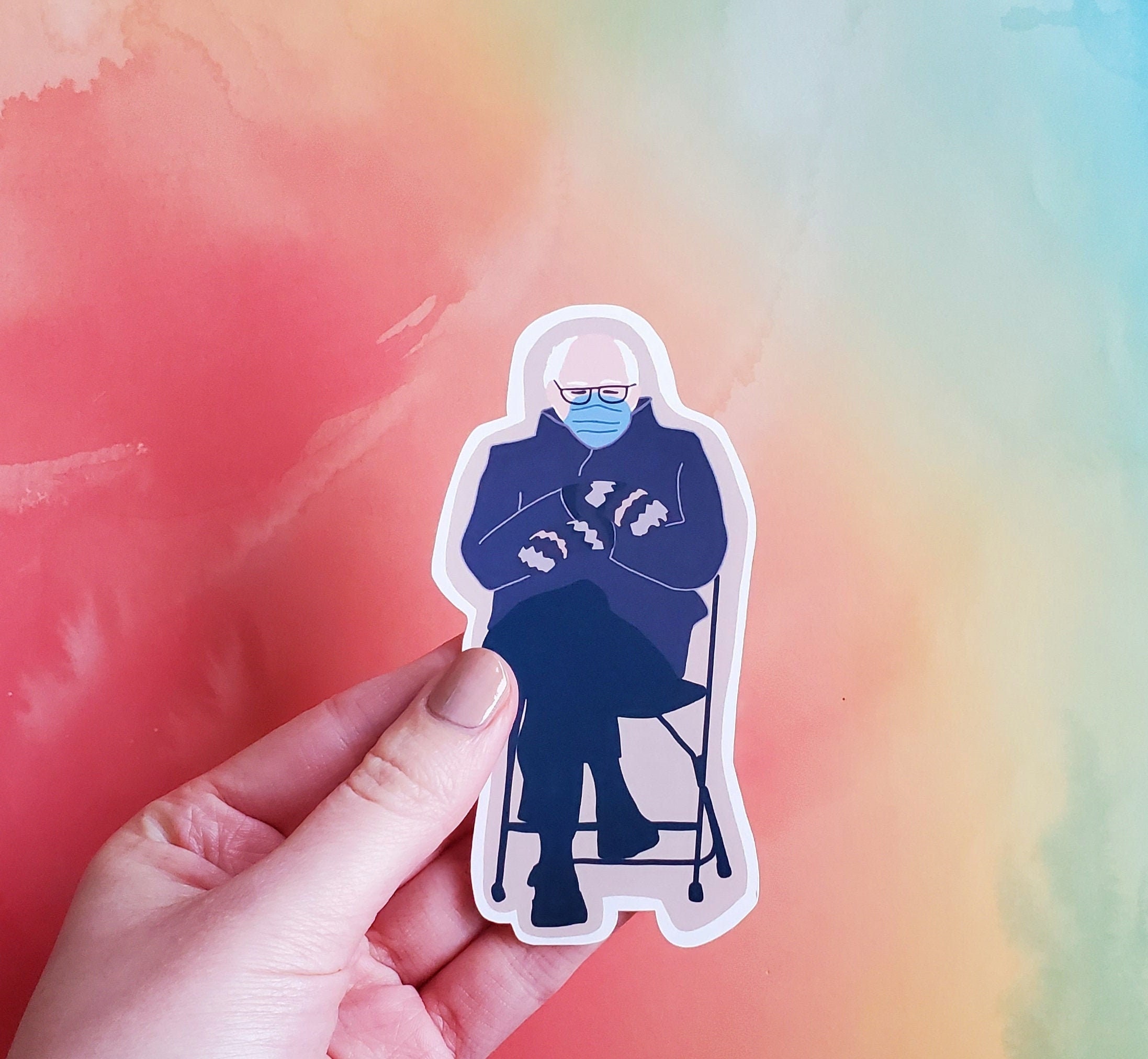 Bernie Sanders Mittens Sticker, Funny Inauguration Sticker (4x2