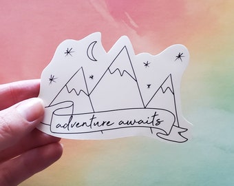 Adventure Awaits Vinyl Sticker, Adventure Stickers, Laptop Decals, Cute Stickers, Macbook Decal, Stickers Macbook Pro