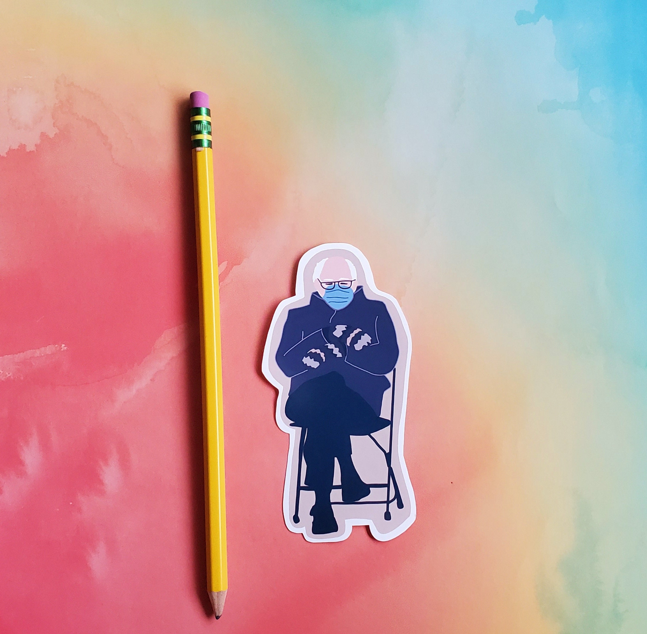 Bernie Sanders Mittens Sticker, Funny Inauguration Sticker (4x2