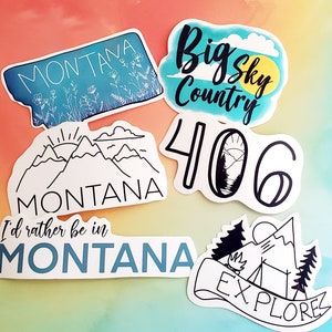 Montana Sticker Pack, Montana Stickers, Adventure Stickers, MT Stickers, 406 Sticker, Mountain Sticker, Adventure, Guitar Sticker