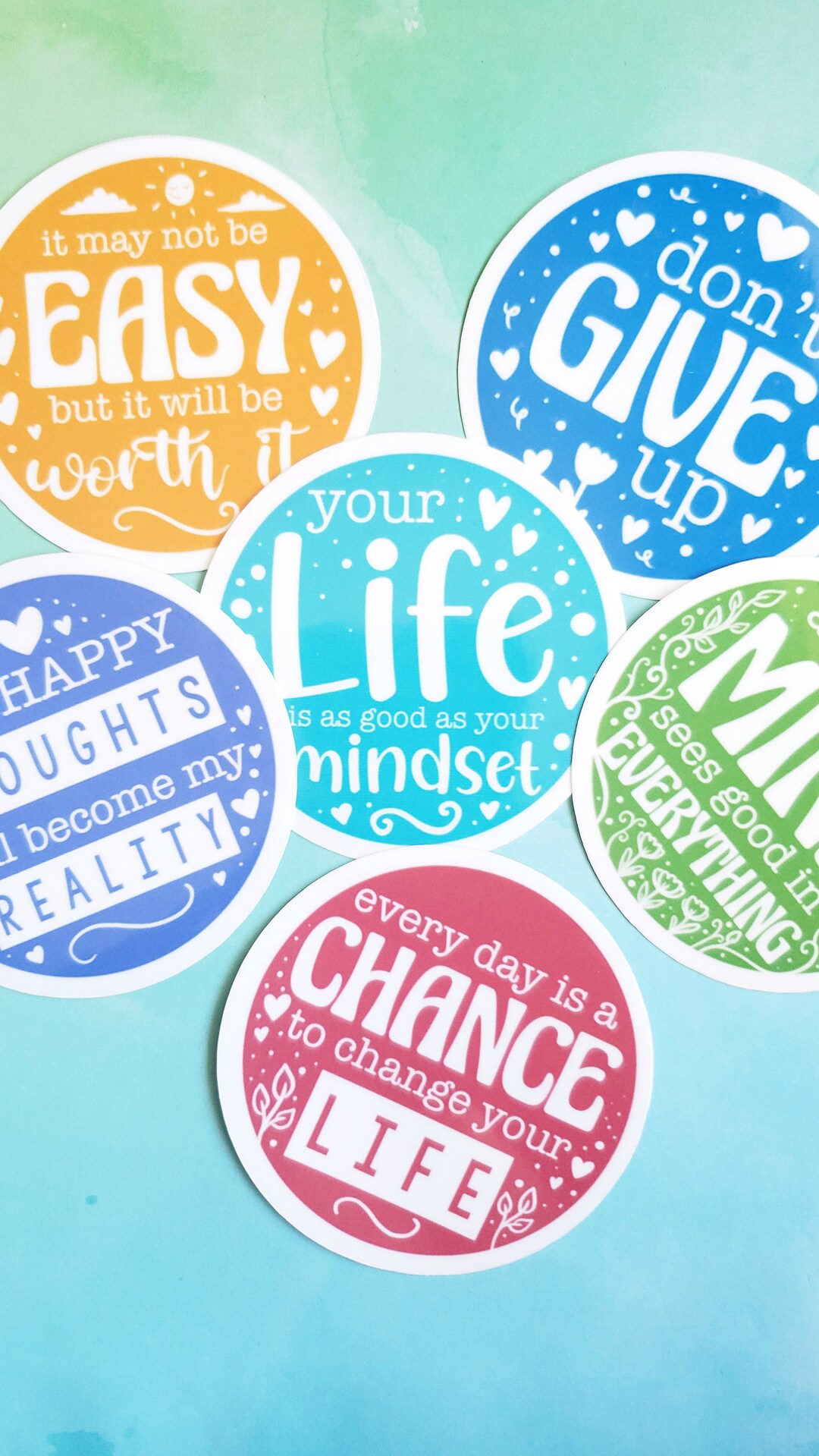 6 Positive Affirmation Stickers in a Pack, Mental Health, Awareness ...