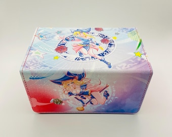TCG Deck Box YuGiOh Dark Magician Girl Magnetic Duel Monster Fits 100 Cards Container Dividers Dice Pair Included