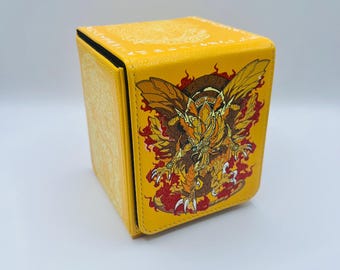 TCG Deck Box YuGiOh Winged Dragon of Ra Egyptian God Magnetic Fits 100 Cards Divider Dice Included