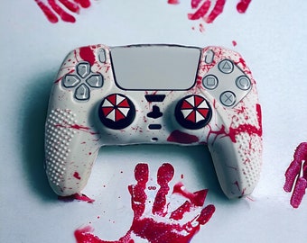 PS5 Controller Cover & Thumb Grip Biohazard Design | Resident Evil | Blood Stained Umbrella Corporation | Rubber Cover | Survival Horror