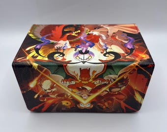 TCG Deck Box Pokémon Charizard Ho-oh Reshiram Fire Pokemon Starter Legendary Fits 100 Cards