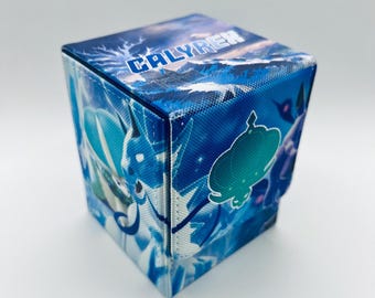 TCG Deck Box Pokémon Card Calyrex Ice Rider Shadow Rider Sword and Shield Galar Region Retro Fits 100 Cards Magnetic