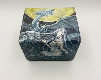 TCG Deck Box YuGiOh Blue Eyes White Dragon Maiden With Eyes of Blue Moonlight Magnetic Duel Monster Fits 100 Cards Container