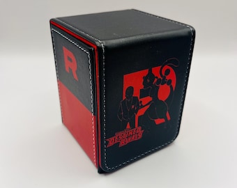 TCG Deck Box Pokémon Card Team Rocket Mewtwo Giovanni Retro Fits 100 Cards Magnetic