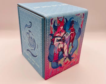 TCG Deck Box Ahri League of Legends Riftbound Magnetic Fits 100 Cards Divider Included