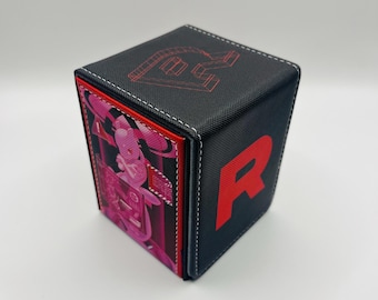 TCG Deck Box Pokémon Card Team Rocket Mewtwo Giovanni Rhydon Retro Fits 100 Cards Magnetic