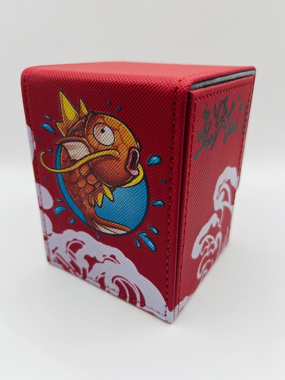Magnetic TCG Deck Box: Magikarp Fish Water Type Pokemon Beach Waves - Holds 100 Trading Cards!