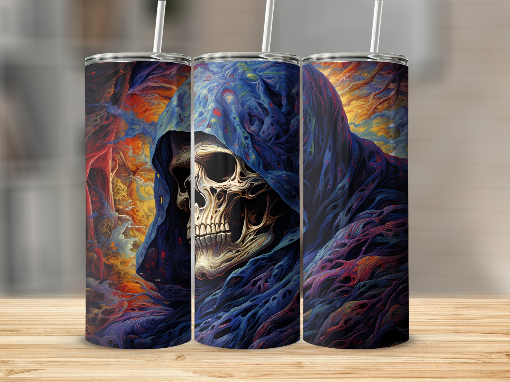 Grim Philly Hot/Cold Drink Tumbler - Lady Reaper Design