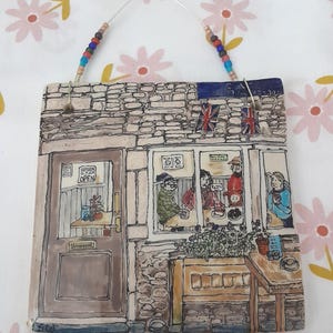 Grassington Tearoom Ceramic Wall Tile, Yorkshire Dales Art