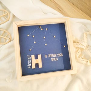 Zodiac Constellation Baby Frame — Personalized Star Map Keepsake with Name & Birth Date, Handmade