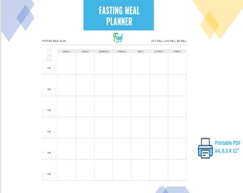 Intermittent Fasting Weekly Meal Planner |  Fasting Meal Planner | Food Diary | Meal Planner | Meal Tracker | Printable PDF