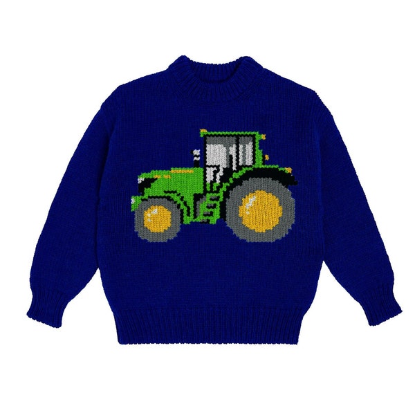 Modèle de tricot PDF tracteur vert, en intarsia pour équipement lourd, à rayures, oreiller, équipement agricole, JD, téléchargement immédiat,