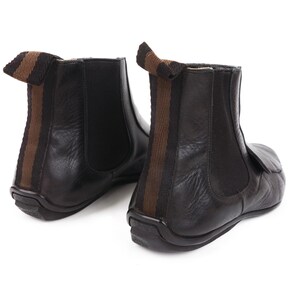 GUCCI Leather Chelsea Boots Shoes Logo Stripe Black Men display picture 3