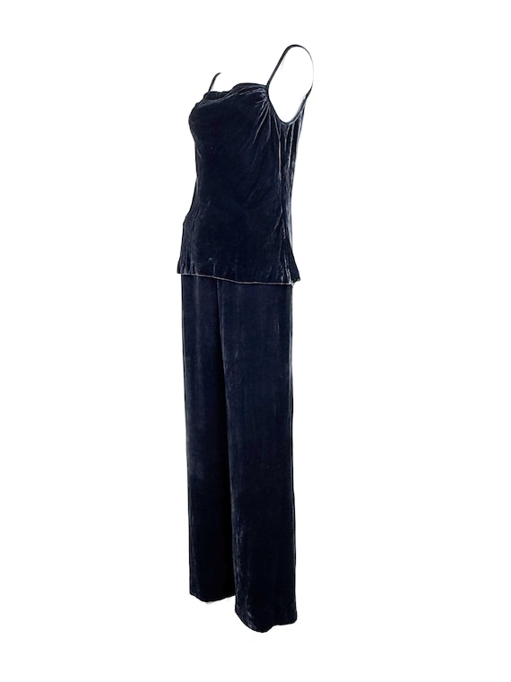 Emporio Armani, Emporio Armani 90s Velvet Suit Pants and Tank Top Deep Blue Size S