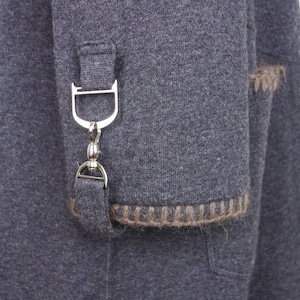 Christian Dior F/W 2000 Horsebit Grey Coat Knit Jersey by John Galliano Logo Size L XL Long Jacket Embroidery Vintage