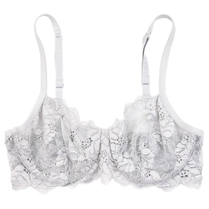 LA PERLA Vintage Blue Lace Underwired Soft Cup Floral Sheer Bra Lingerie Bustier Top 3 80 C
