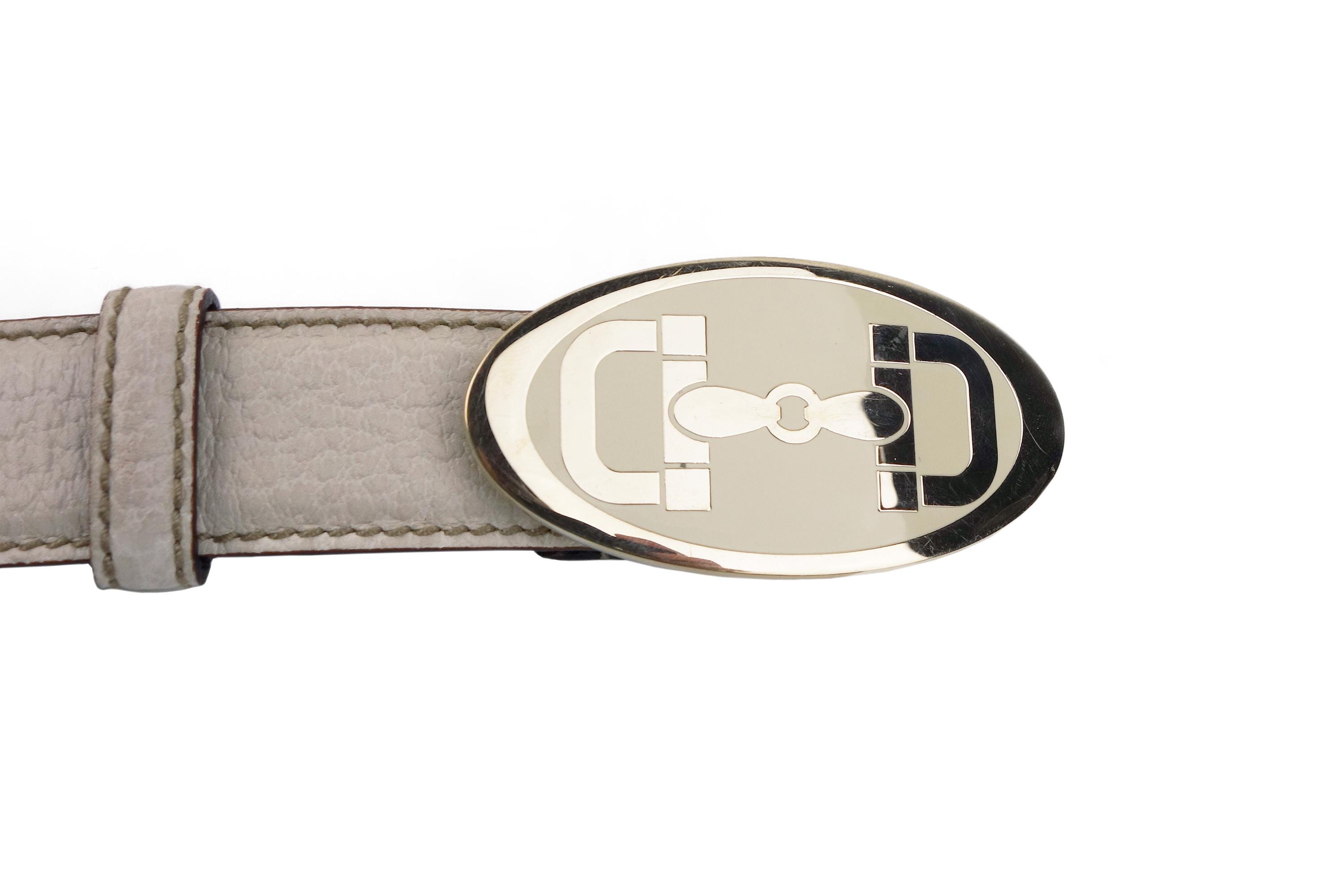 Gucci Vintage Horsebit Belt Beige Leather Gold Buckle GG  display picture 1